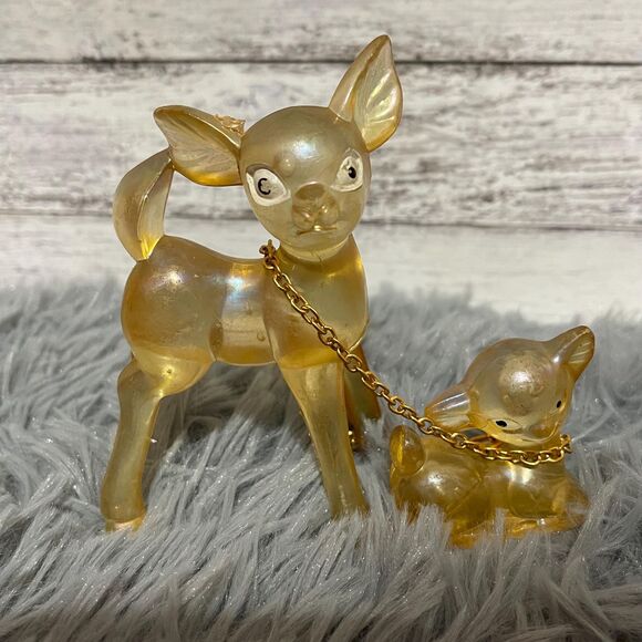 Vintage Lucite Gold Iridescent Deer Hong Kong - Picture 1 of 8